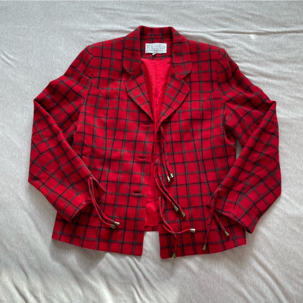 Kamto Red Plaid Wool Blazer